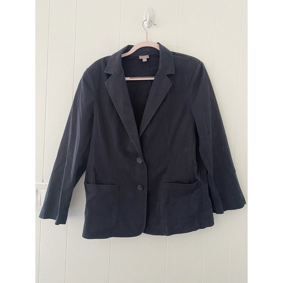 J. JILL Women's Large Essential Cotton Stretch Blazer Large Jacket Navy Blue - Picture 1 of 4